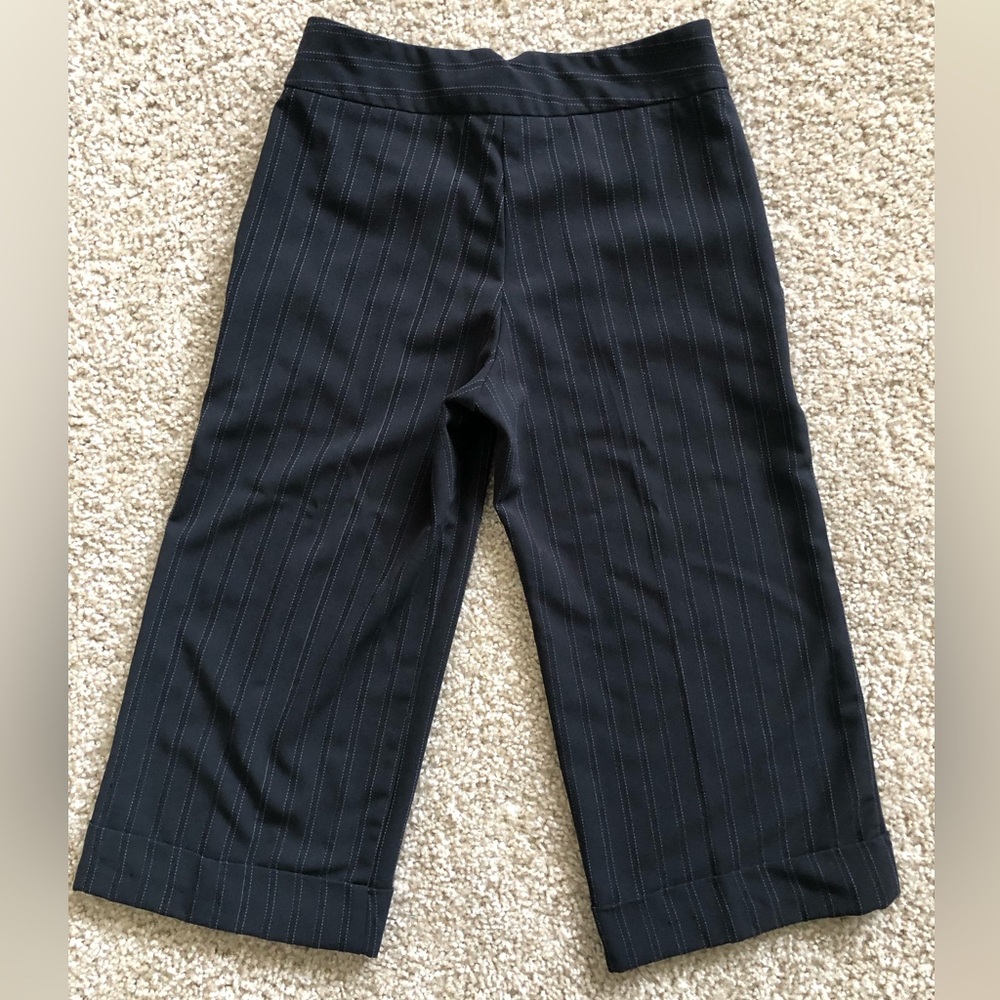 ASOS slim wide leg pants, black pinstripes, size 2, inseam 18.5”, rise 9.5”. - Picture 2 of 4